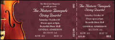 Violin Burgundy Reserved Event Ticket with a detachable stub
