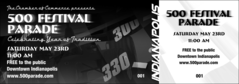 Indianapolis Event Ticket printed in black and white.