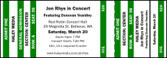 Green Stripes Reserved Event Ticket with room for individual seat details