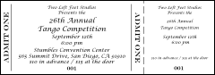 This is a small general admission ticket with a stub in black and white.