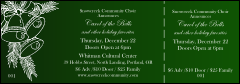 A Christmas general admission ticket with Christmas bells