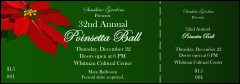 Christmas general admission ticket featuring a red poinsettia on a green background.
