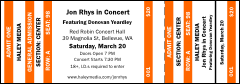 Orange Stripes Reserved Event Ticket with black and white text and orange highlights