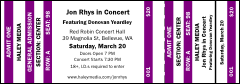 Purple Stripes Reserved Event Ticket with a detachable stub