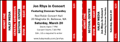 Red Stripes Reserved Event Ticket with a detachable stub