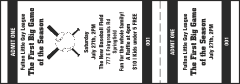 A general admission ticket with a baseball theme.