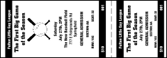 A black and white Baseball 001 Reserved Event Ticket