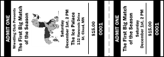 A wrestling general admission ticket.