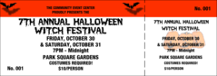 A Halloween general admission ticket with a stub.