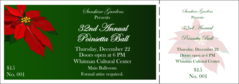 A Christmas general admission ticket with a poinsettia.