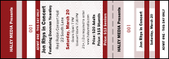 A red general admission ticket with a full bleed.