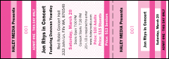 A pink general admission ticket with a full bleed.