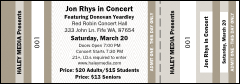 A Khaki general admission ticket with a full bleed.