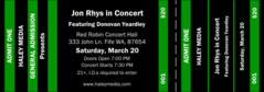 All Purpose green and black General Admission Ticket with a full bleed.