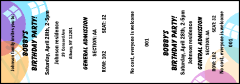 A Balloon White Reserved Event Ticket with light balloons and black text