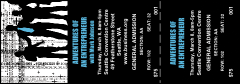 A black, white and blue Business 001 Reserved Event Ticket