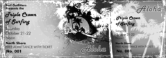 Aloha Event Ticket printed in black and white, 1.87" detachable stub
