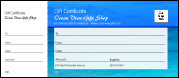 Part of our Nature Series Blue Ocean Event Pack, this deep blue gift certificate design with ocean background is striking and will catch your patrons' attention.
