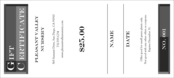 A black and white gift certificate for any occasion.