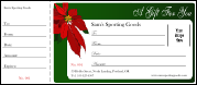 A color Christmas Gift Certificate with a stub.
