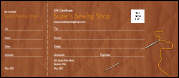 A gift certificate with a sewing an quilting theme, and the option to upload a logo.