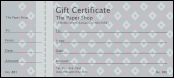 A gift certificate with a diamond-like background.