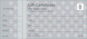 An gift certificate with a diamond-like background.