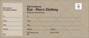 Men's Clothing Store Gift Certificate printed in color