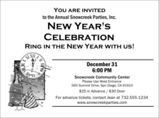 A black and white invitation for New Year's