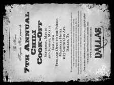 A black and white Dallas theme invitation.
