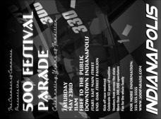 Indianapolis Invitation printed in black and white with room for a custom image upload.