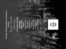 Jazz Concert Invitation with sparkling lights, brass instruments and custom image upload.