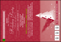 Paper Christmas Tree Red Postcard with 3 image upload spots and customizable colors.