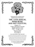 St. Patrick's Day Flyer printed in black and white including a shamrock and leprechaun.