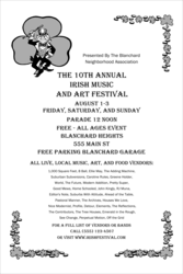 St. Patrick's Day Poster printed in black and white, including a shamrock and leprechaun.