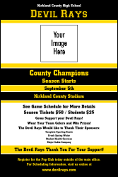A poster with black and yellow colors.