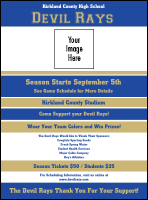 A flyer with blue and gold colors.