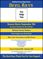 A flyer with blue and yellow colors.