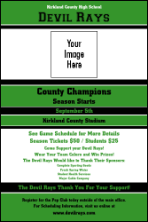 A poster with green and black colors.