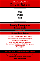 A poster with red and black colors.