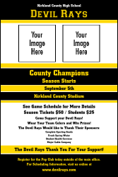 A poster with black and yellow colors.