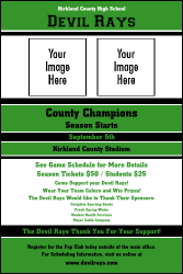 A poster with green and black colors.