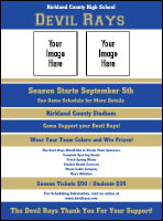 A flyer with blue and gold colors.