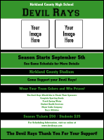 A flyer with green and black colors.