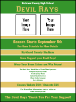 A flyer with green and gold colors.
