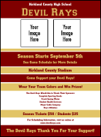 A flyer with maroon and gold colors.