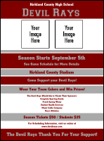A flyer with maroon and silver colors.