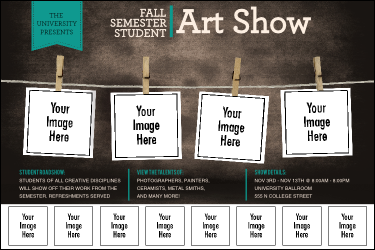 Image Upload Polaroid Logo Poster with room for eight unique images at the bottom and four larger pictures in the middle
