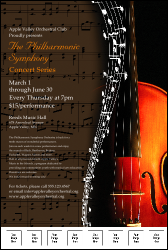 A violin-themed poster, matching the rest of the Symphony Package, with space to upload 8 custom images.