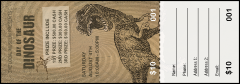 A ferocious Dinosaur Illustrated Raffle Ticket